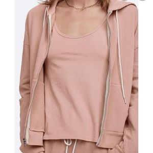 NWT MATE The Label Organic Terry Zip Hoodie Size Small in Rose